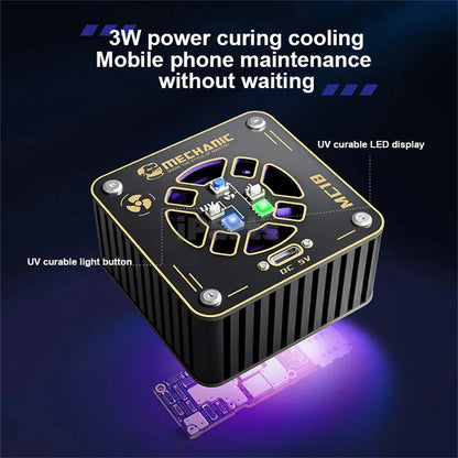 IParts Mechanic MC18 2 in 1 UV Curing Heat Dissipation Fan for Mobile Phone Motherboard Repair Fast Cooling Tool