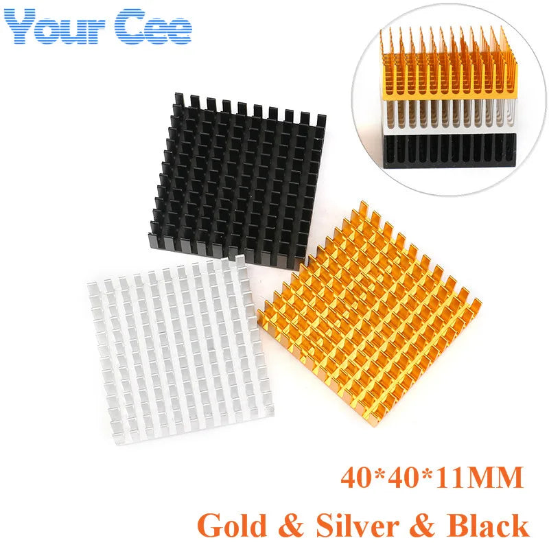 5pcs/1pc Heatsink 40x40x11mm 40*40*11mm Heat sink Cooler Fin Aluminum Radiator Cooler Black Silver Golden Heatsink