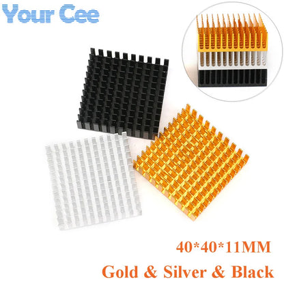 5pcs/1pc Heatsink 40x40x11mm 40*40*11mm Heat sink Cooler Fin Aluminum Radiator Cooler Black Silver Golden Heatsink