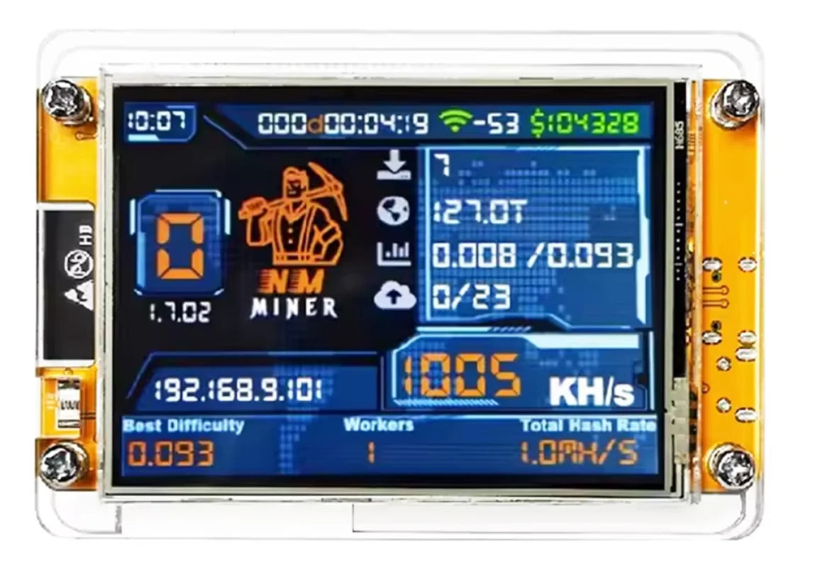 NMMiner NerdMiner V2 Hashrate Lucky Miner ESP32 2.8inch Smart Display Crypto Solo Lottery 1010KH/s Bitcoin ESP32-2432S028R DROOM