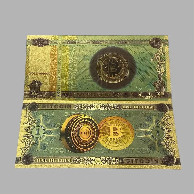 20~100PCS One Hundred Bitcoin Gold Banknotes 100 BITCOIN Plastic Money Bit Coin BTC Fake Money Souvenir Home Decoration