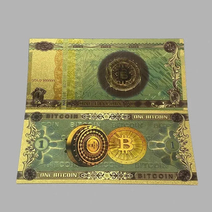20~100PCS One Hundred Bitcoin Gold Banknotes 100 BITCOIN Plastic Money Bit Coin BTC Fake Money Souvenir Home Decoration