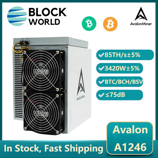 Avalon BTC Miner A1246 85Th/s 3420W Crypto BTC Mining Rig ASIC Avalon A1246 Bitcoin Miner With PSU BTC A1246 Than Antminer S19