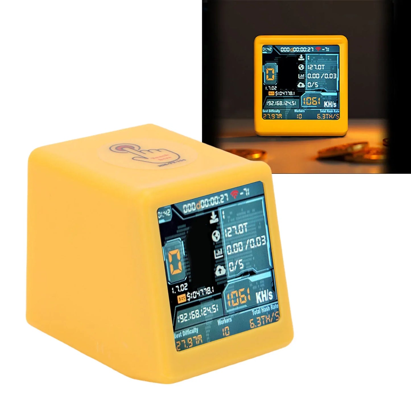 WiFi BT Solo Lottery Miner for Bitcoin Dogecoin 1060KH/s Hashrate 1.54 Inch Display Smart Desktop Cryptocurrency Mining Machine