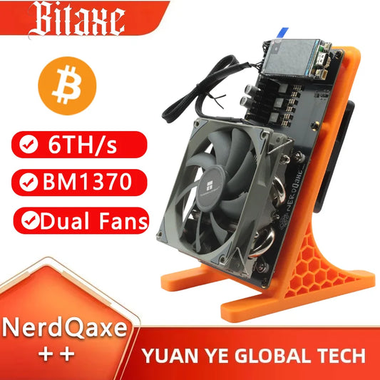 New Upgrade Bitaxe NerdQaxe++ 6TH/s Rev 6.1 100W Dual Fans Asic Bitcoins Miner Solo BTC 2.4G WiFi Open-Source Mining Machine