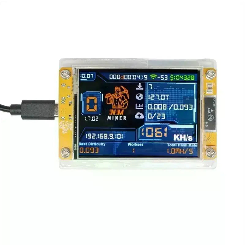 1060KH/S Nerdminer Nmminer Upgraded Harshrate 2.8 Inch Smart Display Bitcoin Crypto Solo Lottery Miner Nerdminer