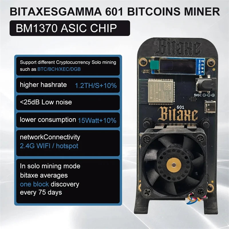 Brand New Bitaxe Gamma 601 Bitcoin Miner bitaxe Miners 1.2T Asic Chip From  Antminer S21 Pro BTC Miner Wth Bracket EU Plug