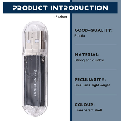 SuperDeals USB Miner BTC Miner Solo Lottery Miner 45-50KH/S Bitcoin Mini Miner Asic Mining for Home Office