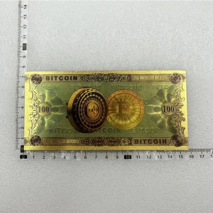 20~100PCS One Hundred Bitcoin Gold Banknotes 100 BITCOIN Plastic Money Bit Coin BTC Fake Money Souvenir Home Decoration