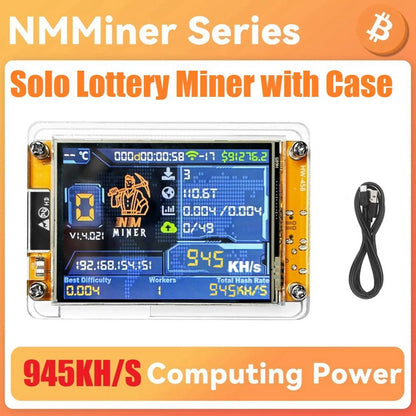 L77A NMMiner NerdMiner+Case 945KH/S Harshrate 2.8 Inch Smart Display Bitcoin Crypto Solo Lottery Miner Upgraded NerdMiner