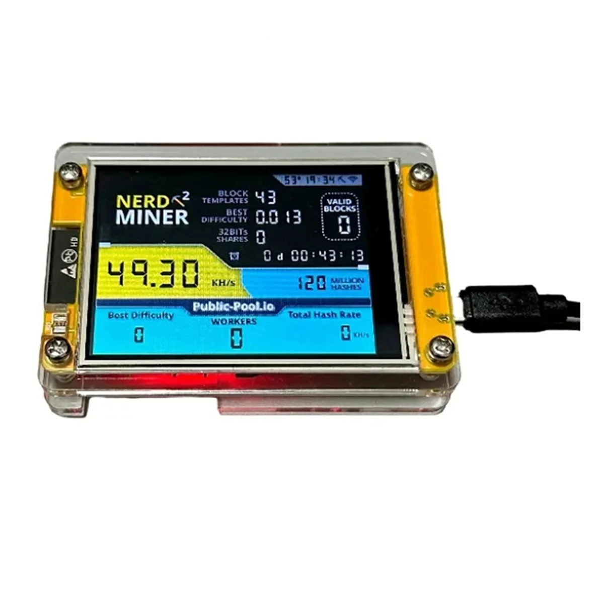 SuperDeals Brand New Nerdminer V3 2.8-Inch BTC Solo Lottery Nerd Miner Crypto Bitcoin Miner Solo Mining Machine