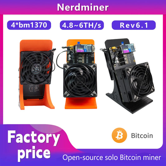 NerdQaxe++ Rev6.1 Bitcoin Miner 4.8-6TH/s 100W Low Noise Home Crypto Mining Machine SHA-256 Solo Miner PSU Included