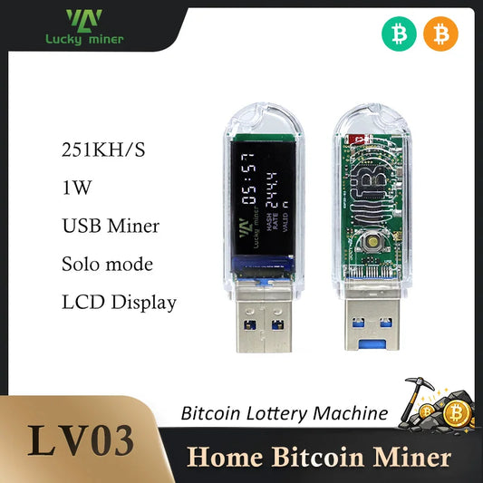 LuckyMiner LV03 250KH/S SHA256 USB Crypto Miner 1W Ultra Low Power Mini Home Mining Device