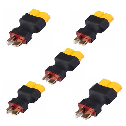 RCXAZ RC XT60 Female to Male T Plug Connector Adapter Wireless RC LiPo Battery Connector for Deans Male to XT60 Female (5PCS)