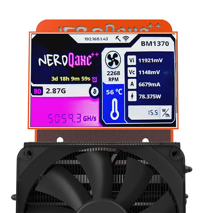 NerdQaxe++ 4.8TH/s Bitcoin Miner 4-Chip BM1370 ASIC - 72W Low Power WiFi SHA-256 Quiet 40dB Home Crypto Mining Device