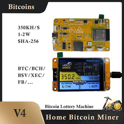 NerdMiner LV04 Bitcoin Miner 370KH/s Mini BTC Solo Lottery Mining Machine with 2.8 Inch Display Crypto Miner