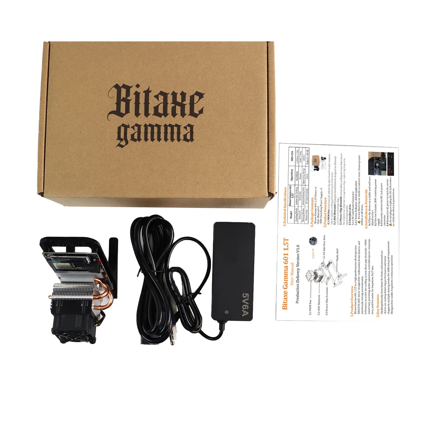 2026 Latest Bitaxe Gamma 601 Bitcoin Miner 1.5TH/s 25W SHA-256 Open Source Home Crypto Miner Low Noise WiFi