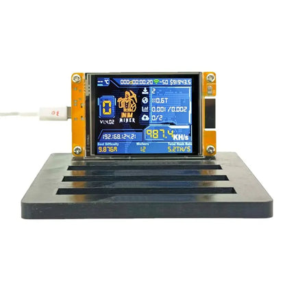 Smart Display Bitcoin 4X 987KH/S Nerdminer+ 4 Slots Stand Upgraded Harshrate 2.8 Inch Crypto Solo Miner Lottery