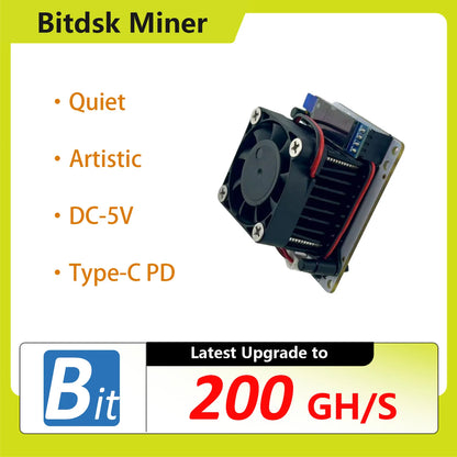Bitdsk N8 200Gh/S BM1397 Bitcoin ASIC BTC Miner Solo Lottery Miner US/EU/UK/AU/BR PLUG with Type-C PD power