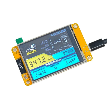 Exquisite-Nerdminer 350KH/S Bitcoin Crypto Solo Lottery Miner Upgraded Harshrate 2.8 Inch Smart Display Nerdminer Bitcoin Mining
