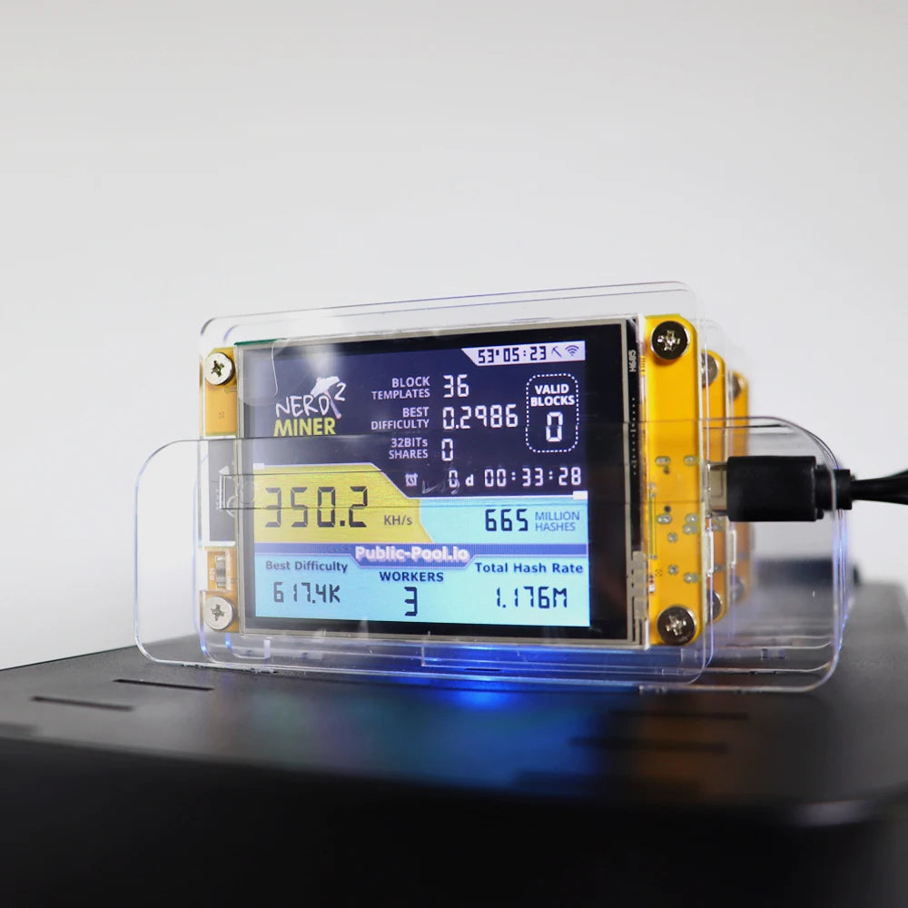 NerdMiner LV04 Bitcoin Miner 370KH/s Mini BTC Solo Lottery Mining Machine with 2.8 Inch Display Crypto Miner