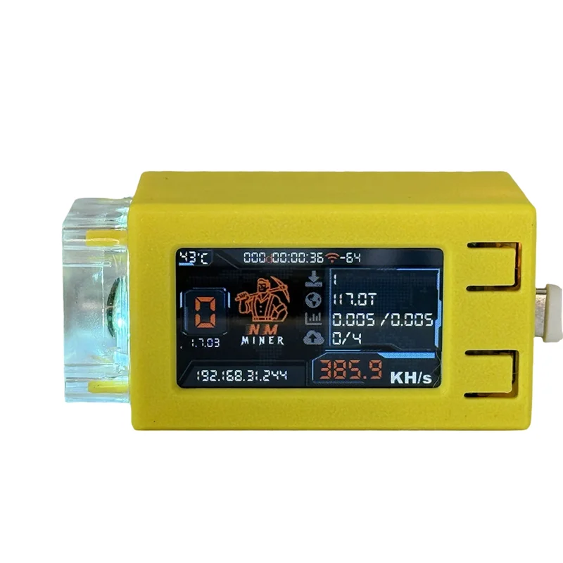 NM Bit Miner BTC Nerdminer V2 Pro Max 390KH/S RGB Cool Fan Solo Lottery Bitcoin Crypto Miner Nerd Miner NM Miner