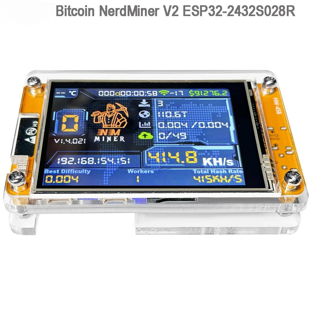 Heltec NerdMiner V2 NMMiner Lucky Miner Hashrate 377KH/s ESP32-2432S028R Display