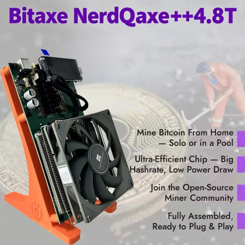Bitaxe NerdQaxe++ 4.8T ASIC Lottery Bitcoin Miner | 76W Solo SHA256 Miner