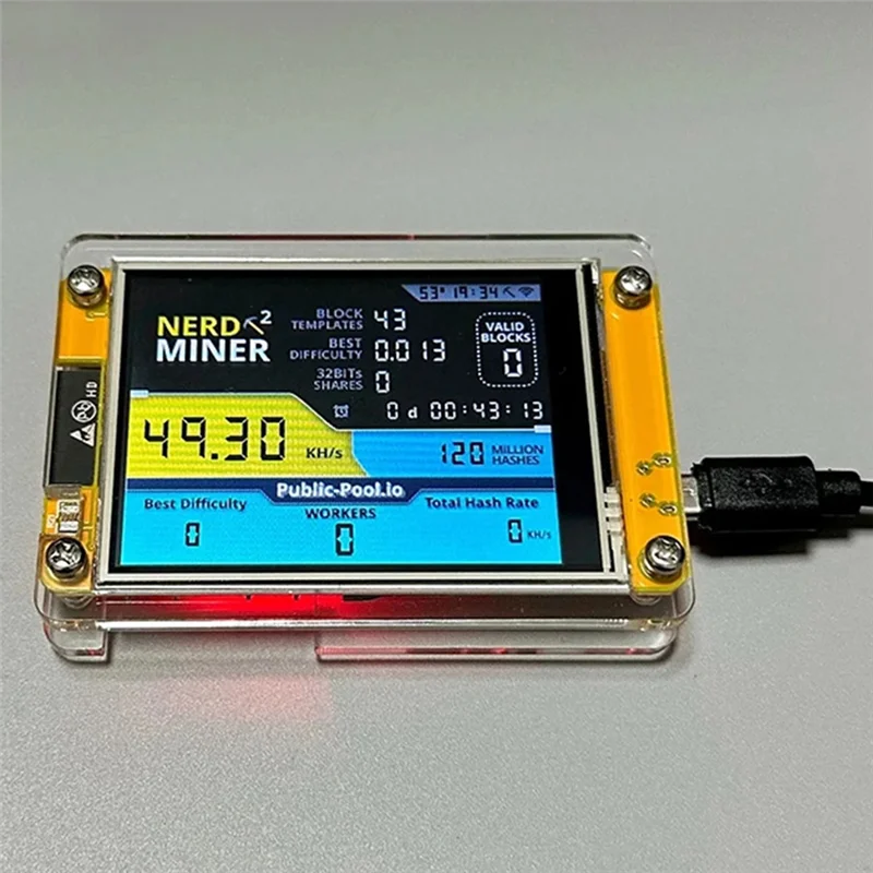 Brand New Nerdminer V3 2.8-Inch BTC Solo Lottery Nerd Miner Crypto Bitcoin Miner Solo Mining Machine