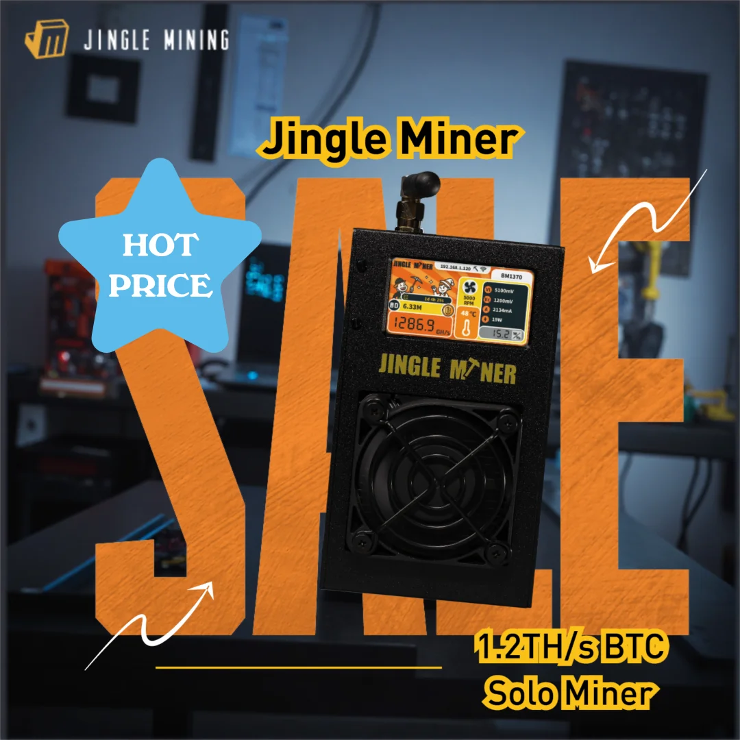 Jingle Miner 1.2TH/S BTC Solo Miner BM1370 ASIC Miner Chip BTC Solo Lite 5V DC  In Stock Air-Cooled Wi-Fi crypto bitcoin miner