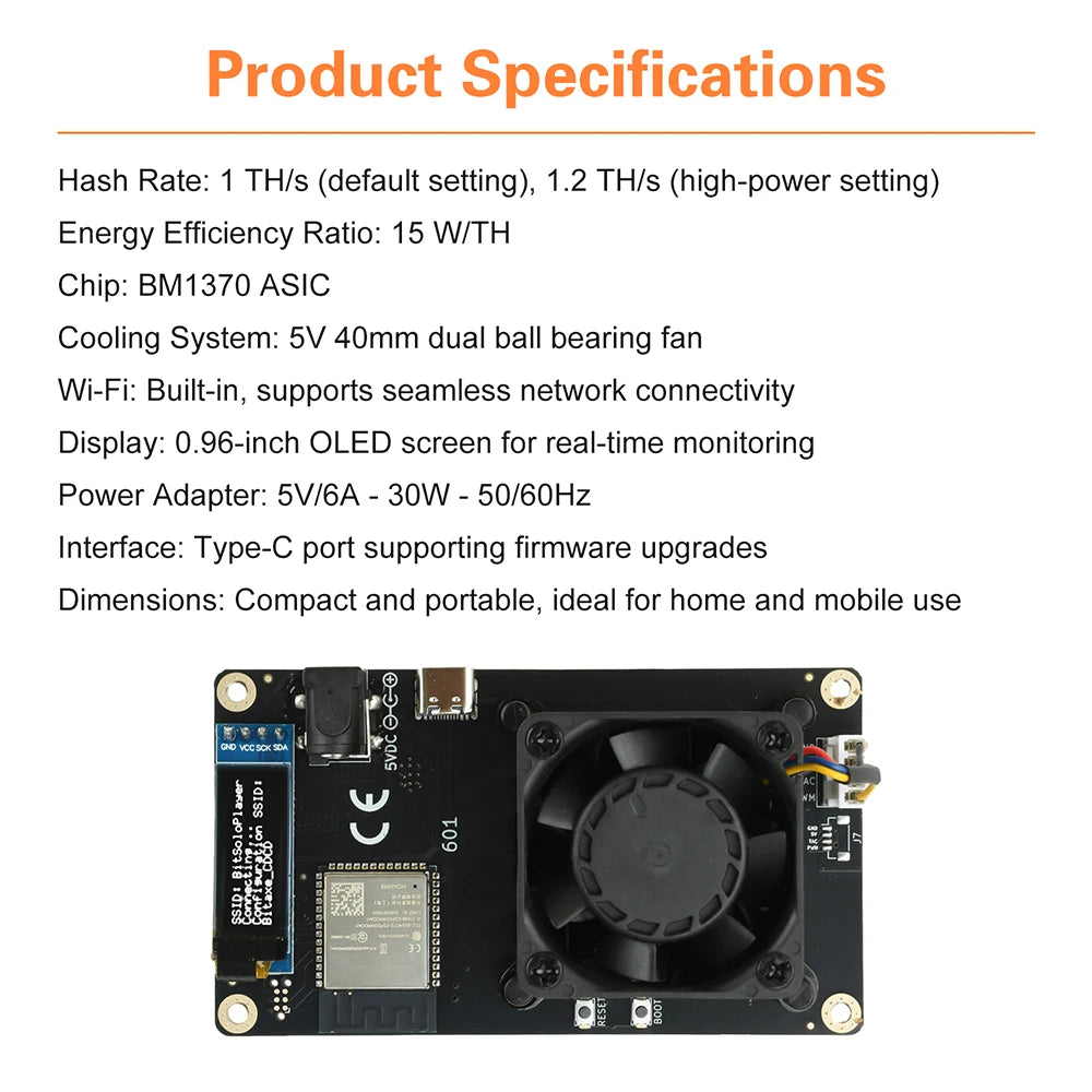 0.96 inch OLED Screen ESP32-S3 Development Board For Bitaxe Gamma 601 1.2TH/s Computing Power Open Source Bitcoin Mining Machine