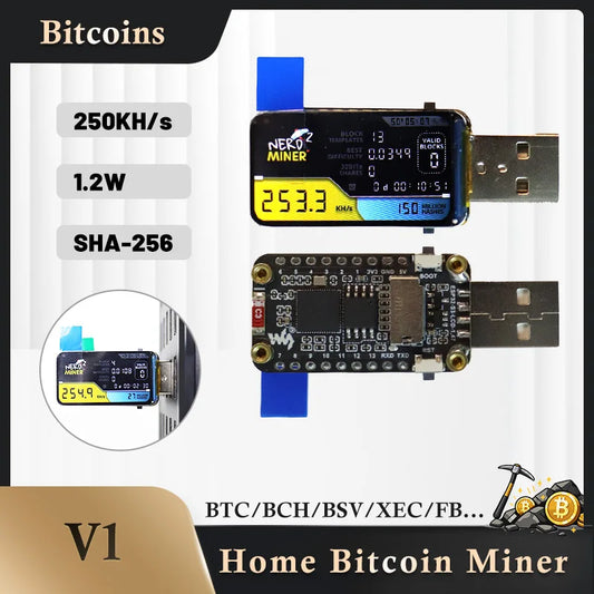 NerdMiner USB Bitcoin Miner 250KH/s Mini BTC Solo Lottery Mining Machine with Smart LCD Display DIY Crypto Miner
