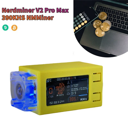 NM Bit Miner BTC Nerdminer V2 Pro Max 390KH/S RGB Cool Fan Solo Lottery Bitcoin Crypto Miner Nerd Miner NM Miner