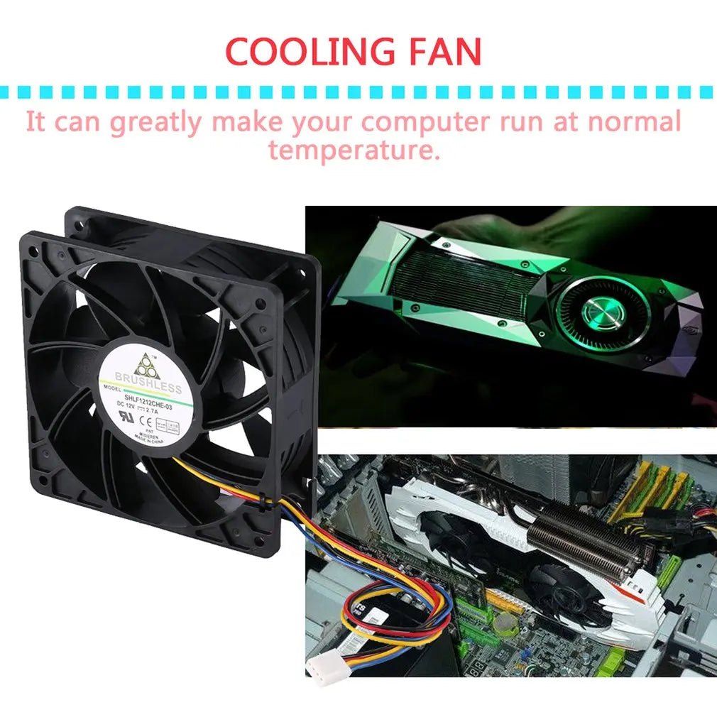 2025 Hot Miner Cooling Fan 4-Pin Connector Brushless Replacement DC 12V 5.0A Cooler Fan Low Noise For Antminer Bitmain S7 S9