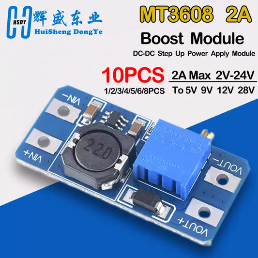 1-10PCS MT3608 Boost Module DC-DC Step Up Converter Booster Power Supply Module Board 2A Max 2V-24V To 5/9/12/28V for Arduino
