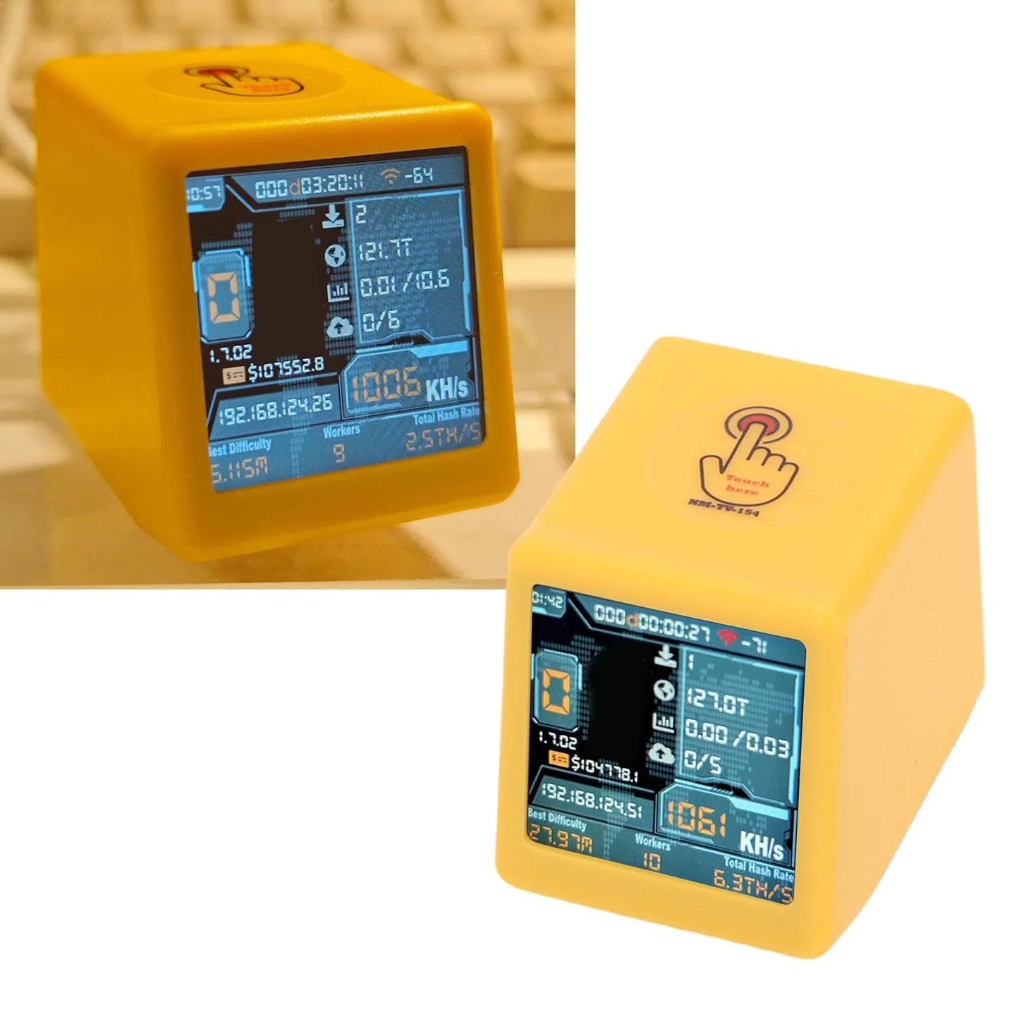 WiFi BT Solo Lottery Miner for Bitcoin Dogecoin 1060KH/s Hashrate 1.54 Inch Display Smart Desktop Cryptocurrency Mining Machine