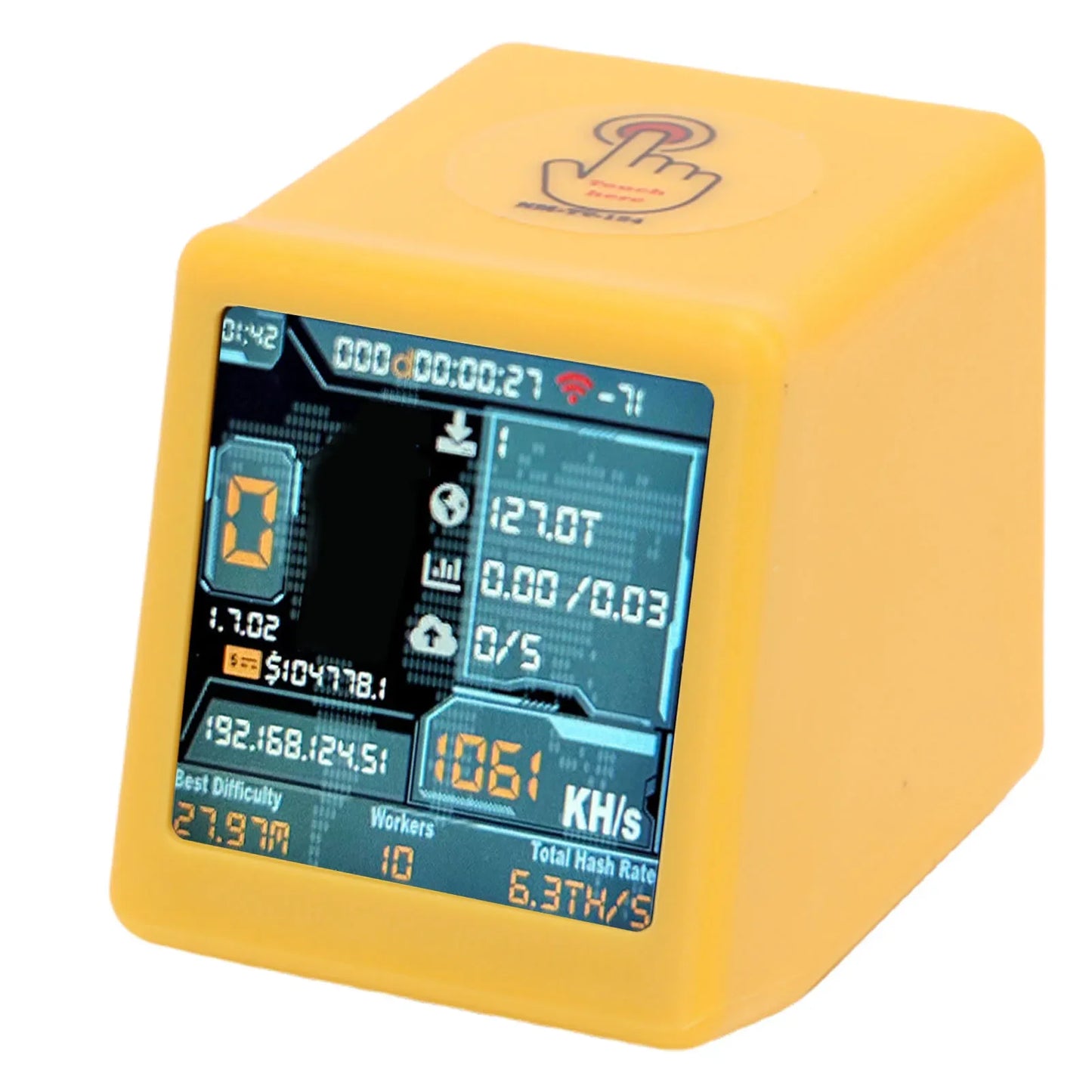 WiFi BT Solo Lottery Miner for Bitcoin Dogecoin 1060KH/s Hashrate 1.54 Inch Display Smart Desktop Cryptocurrency Mining Machine