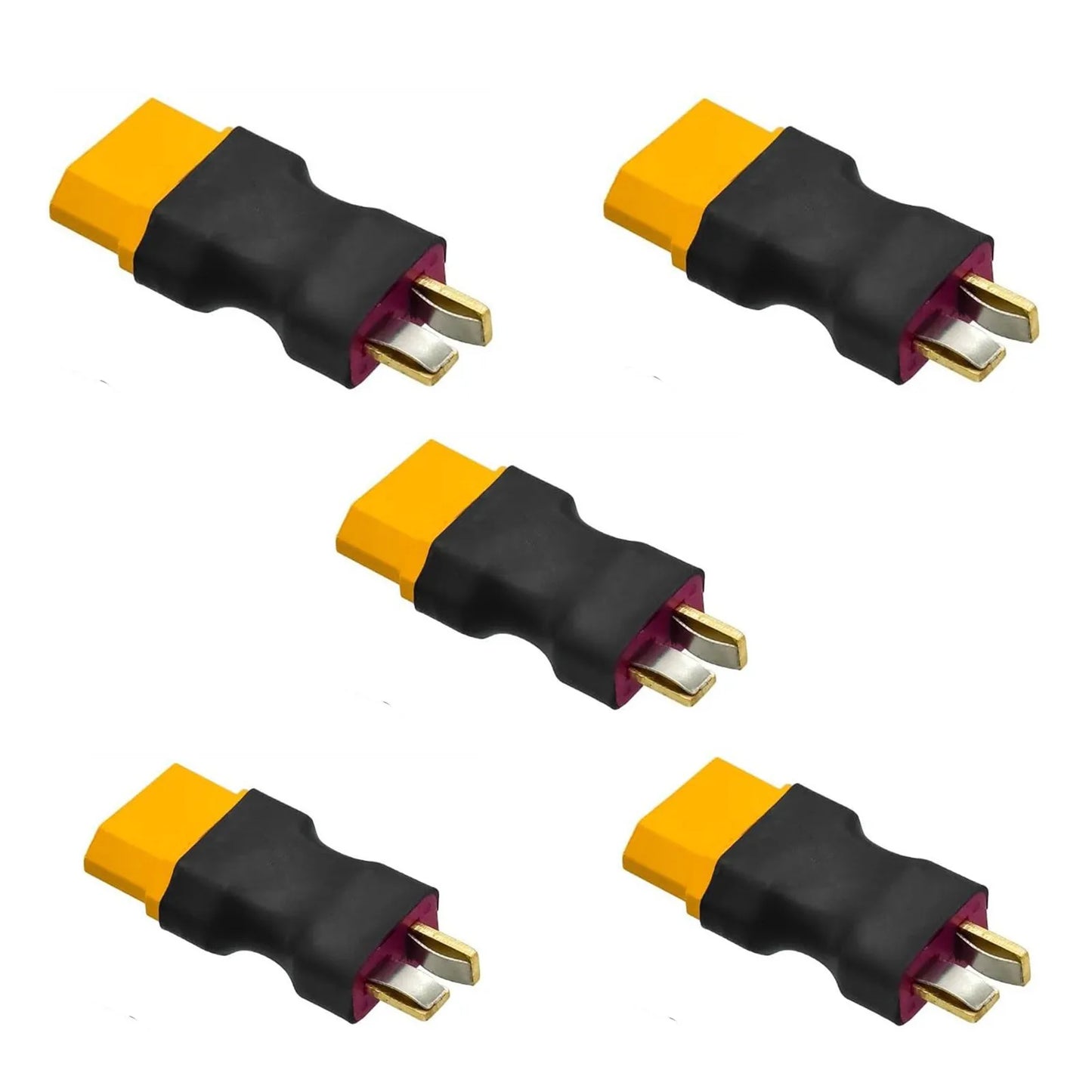RCXAZ RC XT60 Female to Male T Plug Connector Adapter Wireless RC LiPo Battery Connector for Deans Male to XT60 Female (5PCS)
