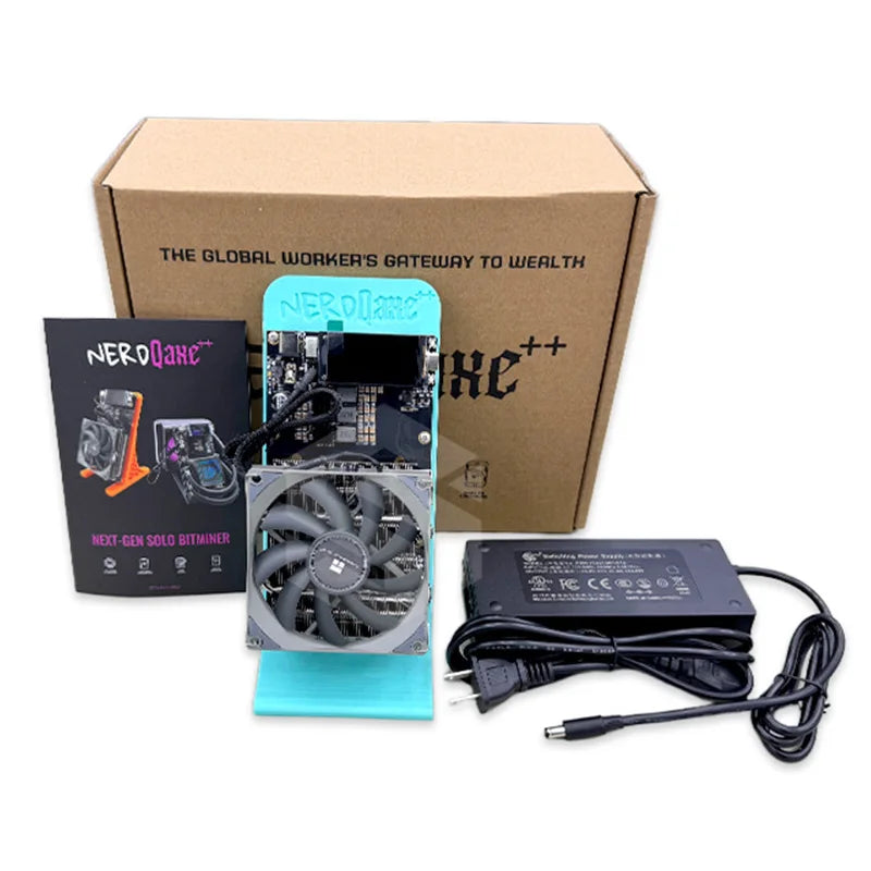 NerdQaxe++ 4.8TH/s 75W Bitcoin Miner With 12V 10A Power Supply Included 4 BM1370 Asic Chips Solo BTC Mining Machine Open-Source