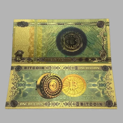 20~100PCS One Hundred Bitcoin Gold Banknotes 100 BITCOIN Plastic Money Bit Coin BTC Fake Money Souvenir Home Decoration