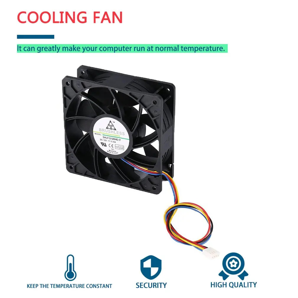 2025 Hot Miner Cooling Fan 4-Pin Connector Brushless Replacement DC 12V 5.0A Cooler Fan Low Noise For Antminer Bitmain S7 S9