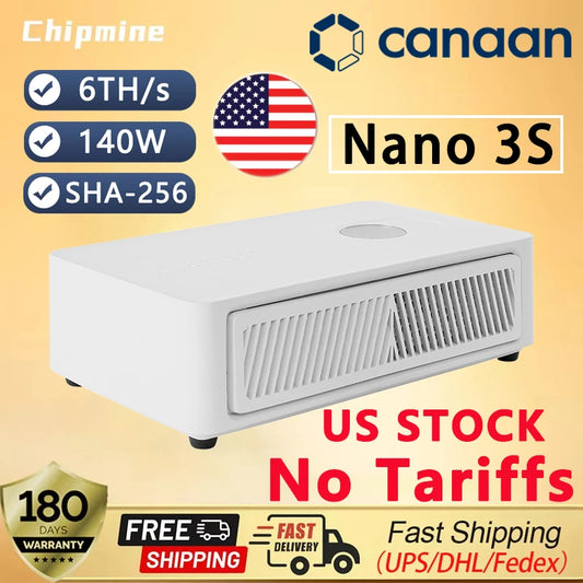 No Tariffs US Stock Canaan Avalon Nano 3S 6TH/s Bitcoin Miner 6TH/S 140W With US PSU Nano 3s Home BTC ASIC Miner