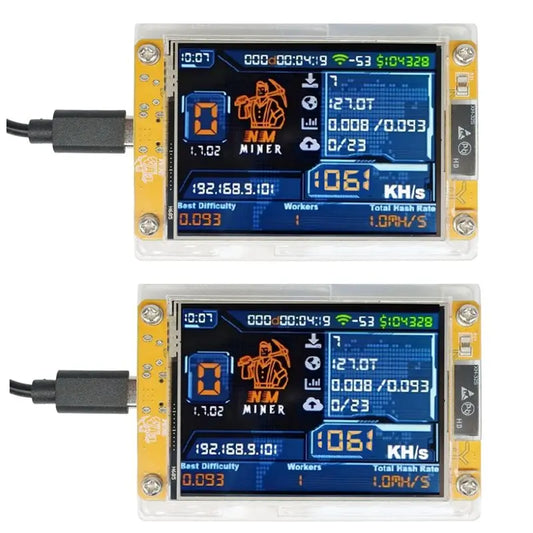 Ingenious-Smart Display 2PCS 1060KH/S Nerd Miner Upgraded Harshrate 2.8" Bitcoin Crypto Solo Lottery Miner Miner Nerdminer Nmmin