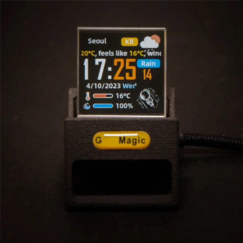 A99E-Bitcoin Stock Ticker Monitor Weather Digital Display Clock Personalized GIF Picture Playback Built-In Gyro Sensor Clock A