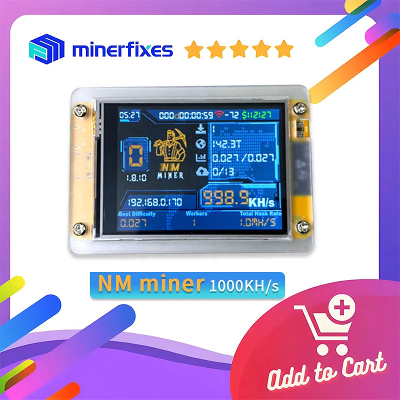 NMMiner NerdMiner V3 2.8 inch Lucky Miner BTC Solo Lottery Mining Crypto Miners Bitcoin Solo Mining Machine 350kh/s or 1000kh/s