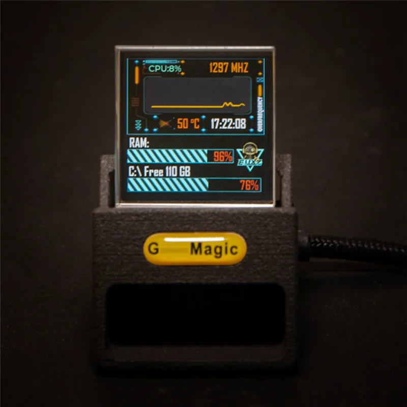 A99E-Bitcoin Stock Ticker Monitor Weather Digital Display Clock Personalized GIF Picture Playback Built-In Gyro Sensor Clock A