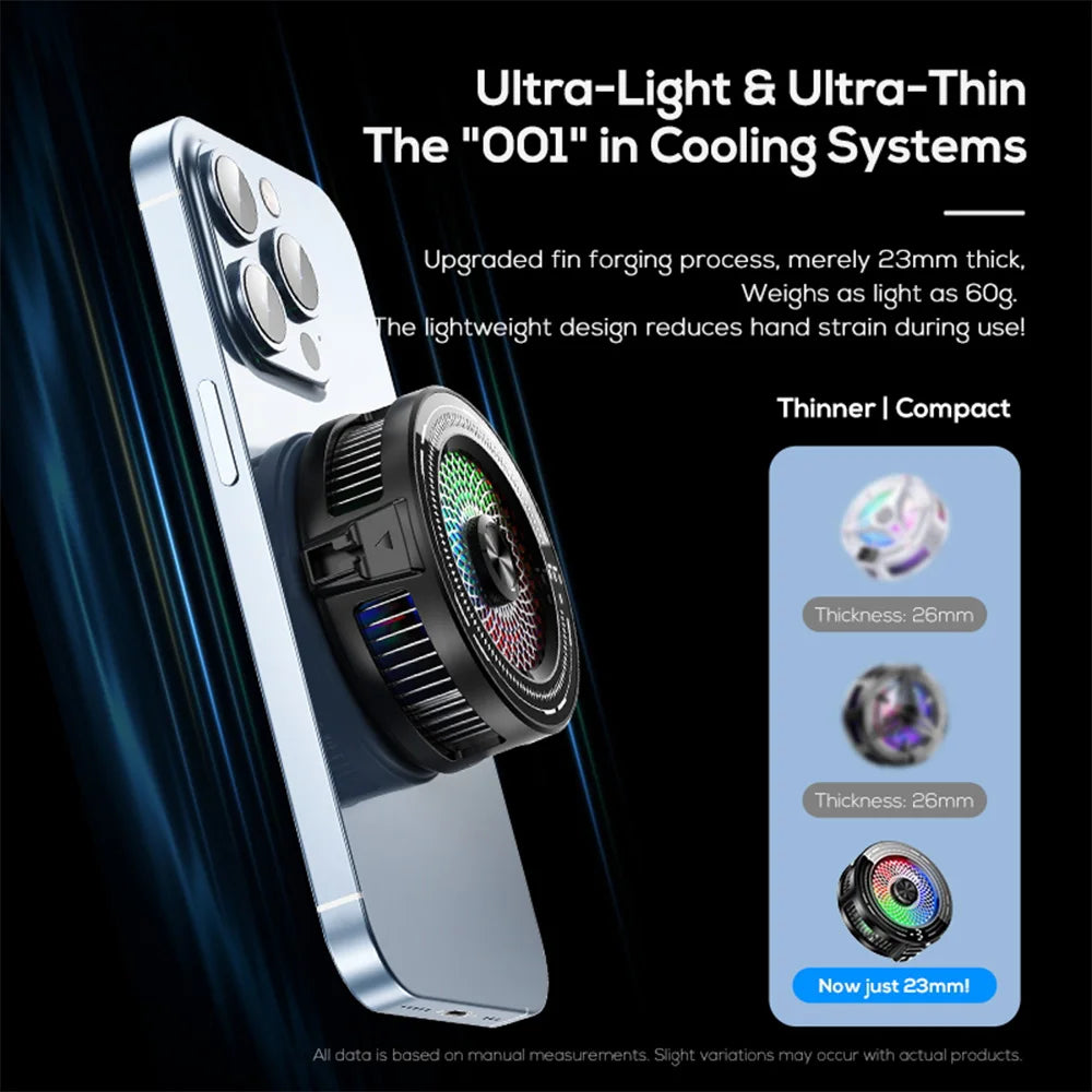 Mobile Phone Cooler Magnetic Cooling Fan Freeze Radiator For Gaming Back Clip Cool Heat Sink For Smartphones Tablet