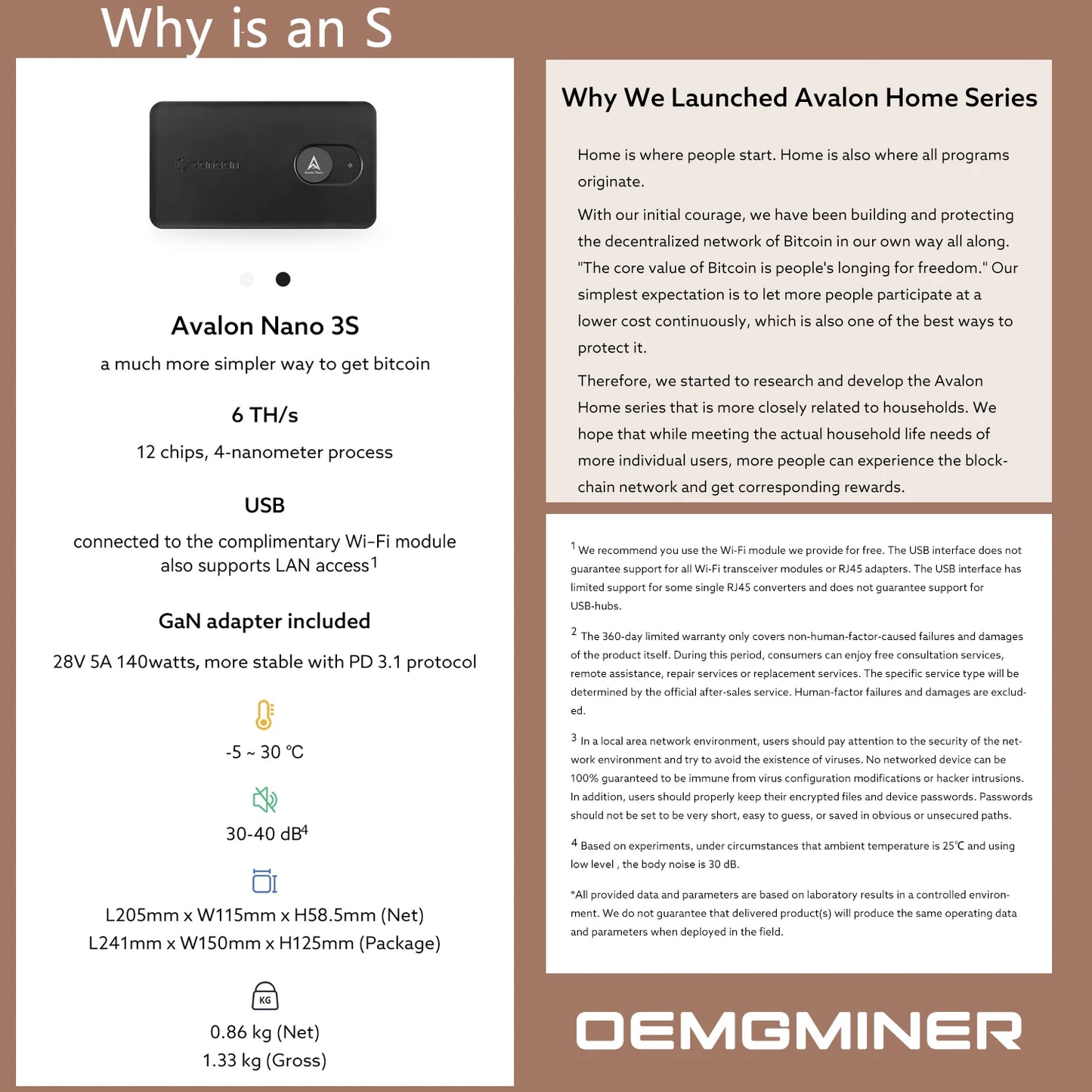 99% New Bitcoin Miner Used Avalon Nano 3S Canaan Mining with Original PSU 140W Solo 6th/s Mini Machine Lottery Lucky Miner