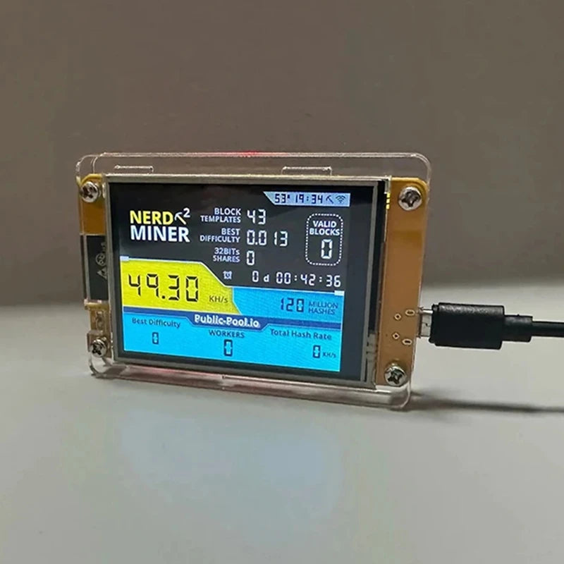 Brand New Nerdminer V3 2.8-Inch BTC Solo Lottery Nerd Miner Crypto Bitcoin Miner Solo Mining Machine