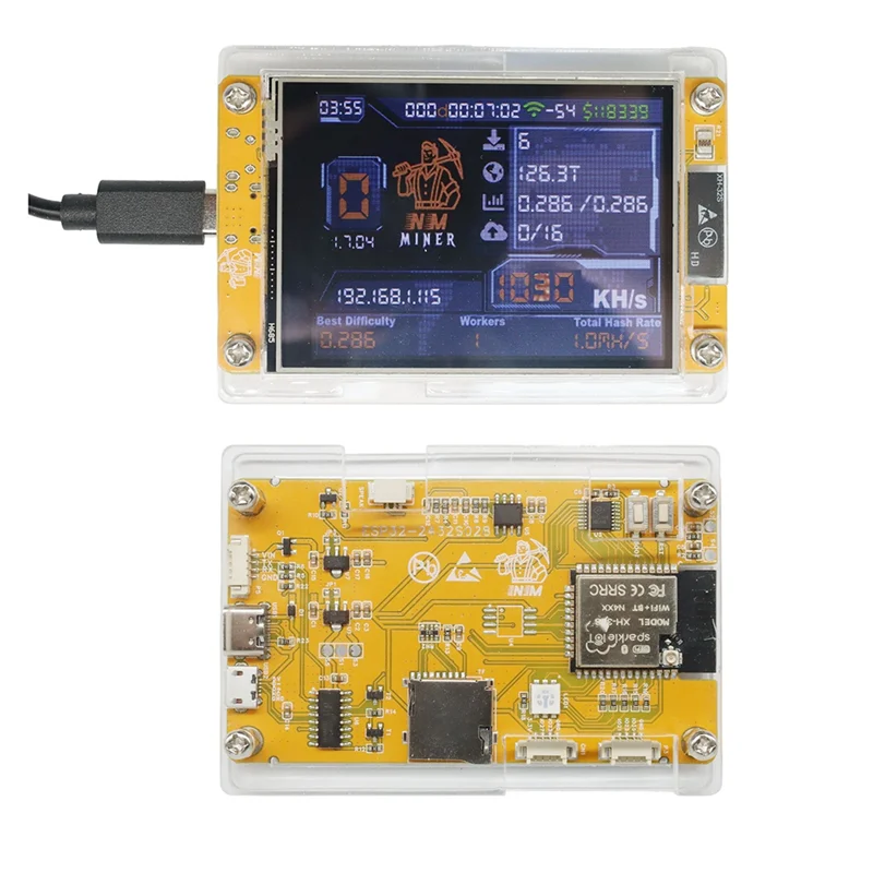 Upgraded 1030KH/S Harshrate Bitcoin Crypto Solo Miner Nerdminer 2.8" Smart Display Nmminer Bitcoin Lottery